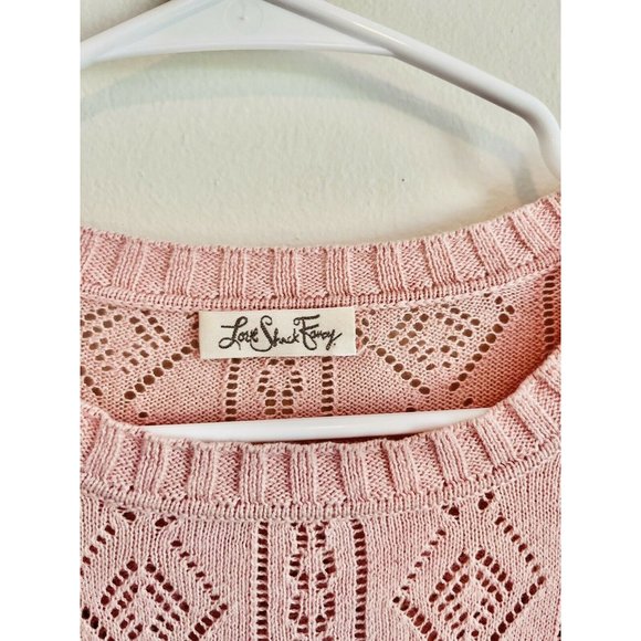 LoveShackFancy Pink Ruffled Cable Knit Sweater - Picture 4 of 7